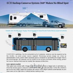 4x 4PIN Rear View Backup Camera+10.1 Quad Monitor For Truck Trailer Van RV