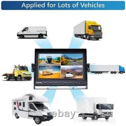 4x 4PIN Rear View Backup Camera+10.1 Quad Monitor For Truck Trailer Van RV