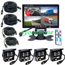 4x 4Pin Car Front Side Rear view Backup Camera Kit +7 Quad Split Monitor System