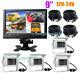 4x 4Pin IR Rear view Backup Camera White +9 LCD 4CH Split Monitor for Bus Truck