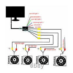 4x 4Pin IR Rear view Backup Camera White +9 LCD 4CH Split Monitor for Bus Truck