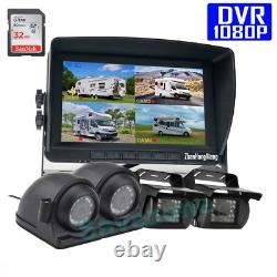 4x HD 1080P Front Side Rear View Backup Camera System+ 7 Quad Split DVR Monitor