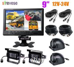 4x IR Car Rear View Camera Kit + 9 4CH Monitor Bus Truck Backup Reverse System