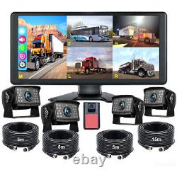 5CH 10.36 Quad Monitor DVR 5 Backup Camera For Truck Semi Box Bus RV Caravan