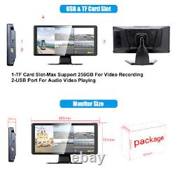 5CH 10.36 Quad Monitor DVR 5 Backup Camera For Truck Semi Box Bus RV Caravan