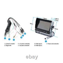 5 Monitor CCD Rear View Backup Camera + Trailer Suzy Coil Cable for RV Truck