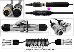5 Monitor CCD Rear View Backup Camera + Trailer Suzy Coil Cable for RV Truck