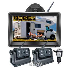 5'' Monitor Wireless Backup Camera 2x Rear View Reverse Kit for RV/5th Wheels