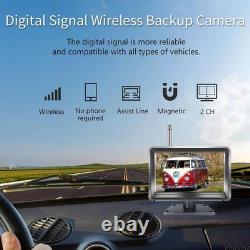 5 Wireless Monitor Solar Magnetic Standby Backup Camera Car Rear View Reversing
