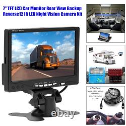 7 24V TFT LCD Car RV Monitor Rear View Backup Reverse Camera 12 IR Night Vision