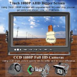 7'' DVR Car Monitor Backup Camera HD Rear View Cam Kit for Truck/Trailer/RV/Bus
