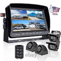 7'' DVR Car Monitor Backup Rear View Camera 4 Split Screen for Truck/Trailer/RV