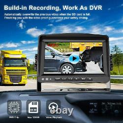 7'' DVR Car Monitor Backup Rear View Camera 4 Split Screen for Truck/Trailer/RV