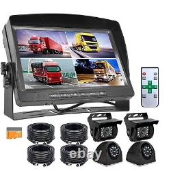 7 DVR Record Quad Split Monitor 4xAHD Side Rear View Backup Camera For Truck RV