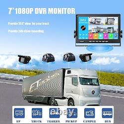 7 DVR Record Quad Split Monitor 4xAHD Side Rear View Backup Camera For Truck RV
