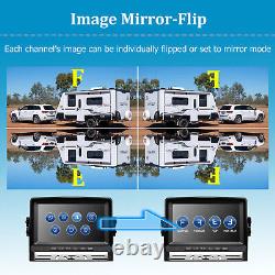 7 DVR Wireless Quad Screen Monitor Backup Side Rear View Camera For RV/Truck