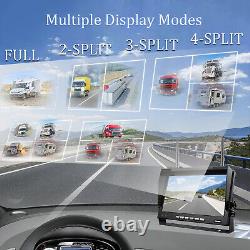 7 DVR Wireless Quad Screen Monitor Backup Side Rear View Camera For RV/Truck