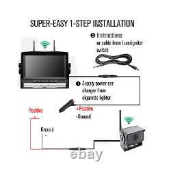 7 DVR Wireless Quad Screen Monitor Backup Side Rear View Camera For RV/Truck