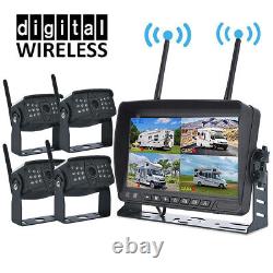 7 Digital Wireless DVR Quad Split Monitor Screen Backup Rear View Camera System