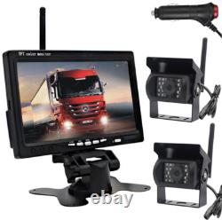 7 Digital Wireless Dual Rear View Backup Camera Monitor Kit for Truck Caravan
