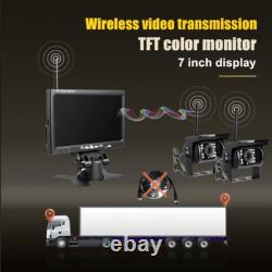 7 Digital Wireless Dual Rear View Backup Camera Monitor Kit for Truck Caravan