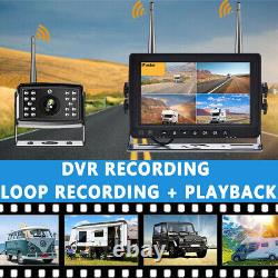 7'' Digital Wireless Quad DVR Monitor 2x 1080P Backup Rear View Camera Truck BUS