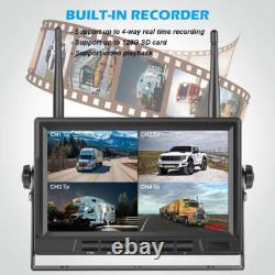 7 Digital Wireless Quad DVR Monitor Backup Rear View Camera for Truck Trailer