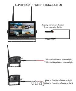 7 Digital Wireless Quad DVR Monitor Backup Rear View Camera for Truck Trailer
