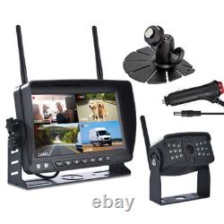 7'' Digital Wireless Quad Monitor Rear View Backup Camera For Truck RV Van Bus