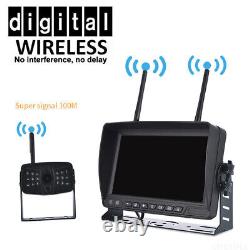 7'' Digital Wireless Quad Monitor Rear View Backup Camera For Truck RV Van Bus