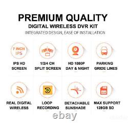 7'' Digital Wireless Quad Monitor Rear View Backup Camera For Truck RV Van Bus