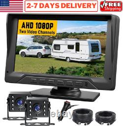 7'' Dual Backup Camera System Front Rear View Dual Dash Cams Truck RV Bus DVR