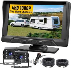7'' Dual Backup Camera System Front Rear View Dual Dash Cams Truck RV Bus DVR