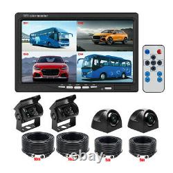 7 HD Backup Rear View Camera Quad Split Monitor +4x Front Side For RV Bus Truck