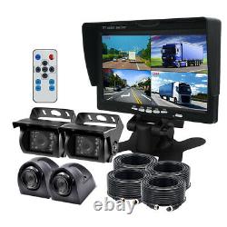 7 HD Backup Rear View Camera Quad Split Monitor +4x Front Side For RV Bus Truck