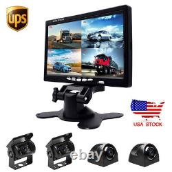 7 HD Monitor+4X Backup Rear View Camera System Night Vision For RV Truck Bus