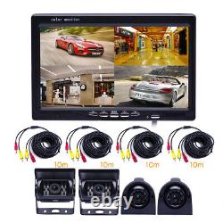 7 HD Monitor+4X Backup Rear View Camera System Night Vision For RV Truck Bus