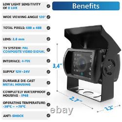 7 HD Monitor+4X Backup Rear View Camera System Night Vision For RV Truck Bus