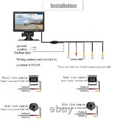 7 HD Monitor+4X Backup Rear View Camera System Night Vision For RV Truck Bus