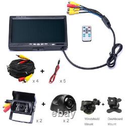 7 HD Monitor+4X Backup Rear View Camera System Night Vision For RV Truck Bus