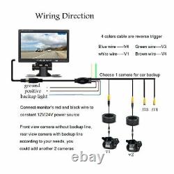 7 HD Monitor+4X Backup Rear View Camera System Night Vision For RV Truck Bus