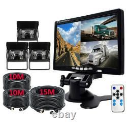 7 HD Quad Split Monitor and Front/Side/Backup Rear View Camera For Bus Truck RV