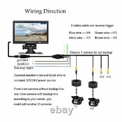 7 HD Quad Split Monitor and Front/Side/Backup Rear View Camera For Bus Truck RV