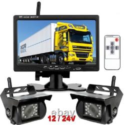 7 Monitor 2x Wireless Backup Rear View Camera System for RVs Bus Truck Caravan