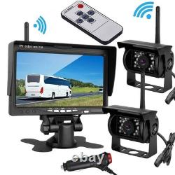 7 Monitor 2x Wireless Rear View Backup Camera Kit for RVs Truck Caravan Reverse