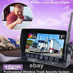 7 Monitor DVR Wireless Solar Magnetic Backup Rear view Camera for Car RV Truck