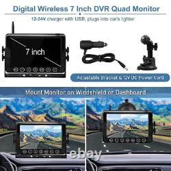 7 Monitor DVR Wireless Solar Magnetic Backup Rear view Camera for Car RV Truck