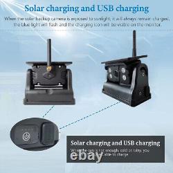 7 Monitor DVR Wireless Solar Magnetic Backup Rear view Camera for Car RV Truck