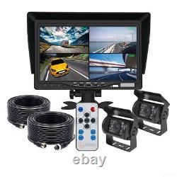 7 Monitor Dual Mounts 2X 4PIN IR CCD Rear View Backup Camera For Truck Tractor