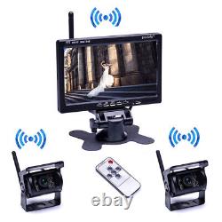 7 Monitor Wireless 2X Backup Camera System Rear View Night Vision For RV Truck